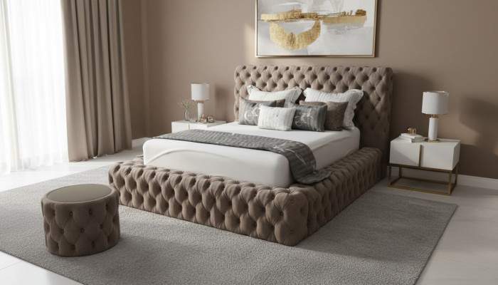 Tessile letto Arredamento Camera da letto Mobili di lusso Letti moderni Chesterfield Boxspring Nuovo