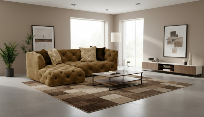 Chesterfield Divano angolare a L L-Form Tela di design Divano Set di imbottitura Angolo Nuovo