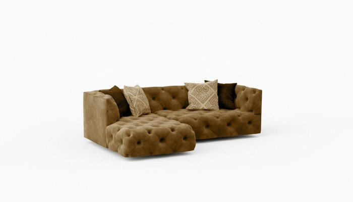 Chesterfield Divano angolare a L L-Form Tela di design Divano Set di imbottitura Angolo Nuovo