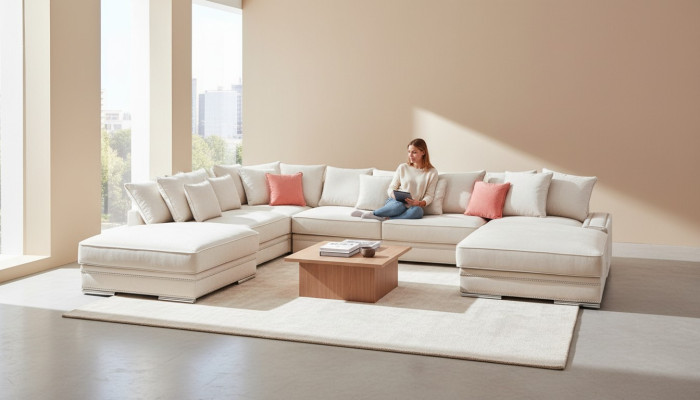 Tessuto di lusso moderno design divano ad angolo a U arredamento salotto nuovo