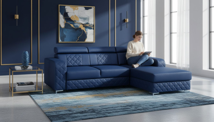 Divano ad angolo in pelle a forma di L Design di mobili moderni Divano in tessuto vellutato	Textile