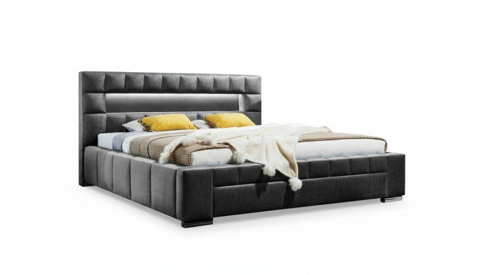 Letto con illuminazione a LED, arredamento da camera da letto di design moderno, letto di lusso matrimoniale.