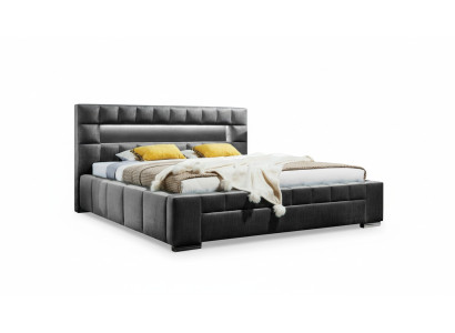 Letto con illuminazione a LED, arredamento da camera da letto di design moderno, letto di lusso matrimoniale.