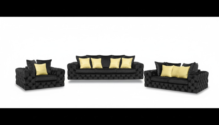 Chesterfield Design Set da soggiorno in stile inglese divano 3-2-1 posti.