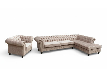 Chesterfield Mobili classici per soggiorno Divano angolare Sofa Couch Imbottito