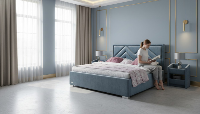 Set completo per la camera da letto Letto 2x Comodino 3 pezzi Set Designer Letti di lusso