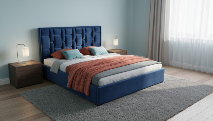 Letto blu design camera da letto arredamento moderno lusso nuovo design telaio.