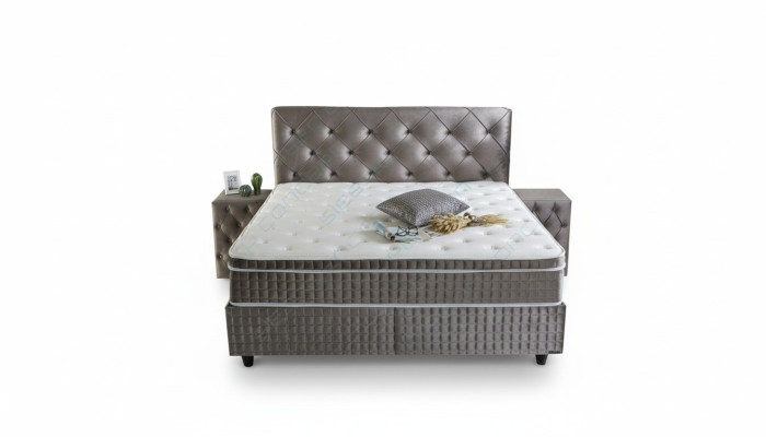 Letto elegante set 3 pezzi comodino mobili lusso materasso camera da letto struttura letto nuovo