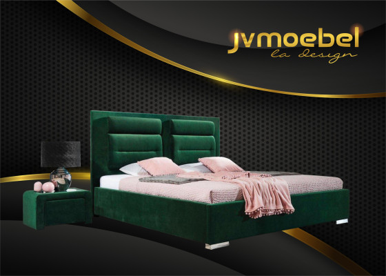 Letto in tessuto 2x comodino 3 pz set mobili camera da letto moderno lusso letti nuovo