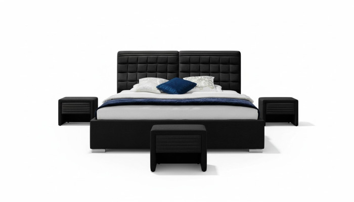 Letto in tessuto 2x comodino 3 pz set mobili camera da letto moderno lusso letti in velluto