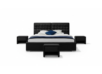 Letto in tessuto 2x comodino 3 pz set mobili camera da letto moderno lusso letti in velluto
