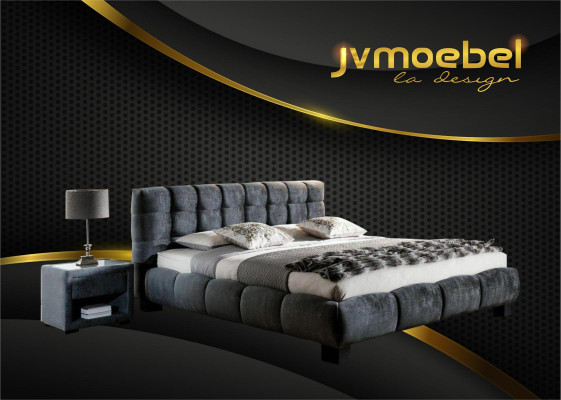 Letto tessile 2x comodino 3 pz set mobili camera da letto moderno lusso letti nuovo