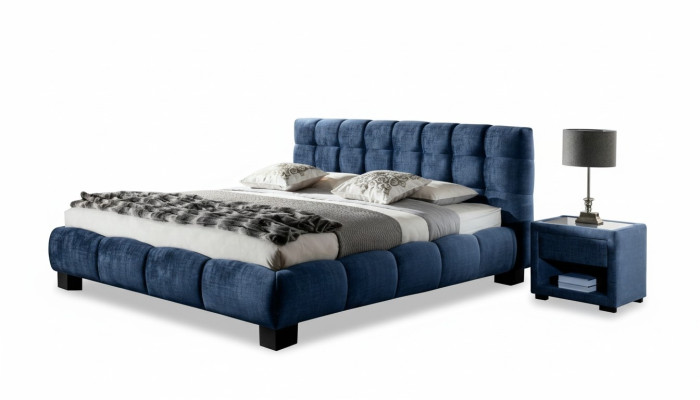 Letto tessile 2x comodino 3 pz set mobili camera da letto moderno lusso letti nuovo