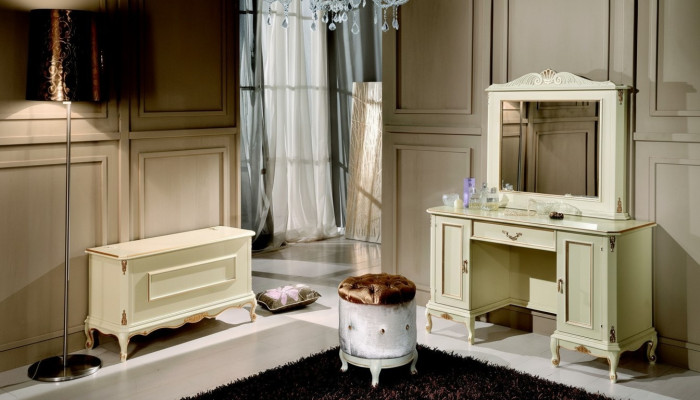 Tavolo da toeletta Stile italiano Mobile credenza Camera da letto Barocco Rococò Sgabello Nuovo