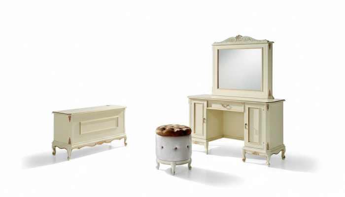 Tavolo da toeletta Stile italiano Mobile credenza Camera da letto Barocco Rococò Sgabello Nuovo