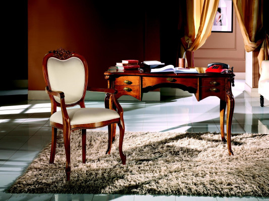 Mobili di lusso in legno per ufficio set 2 pezzi scrivania poltrona lusso italiana