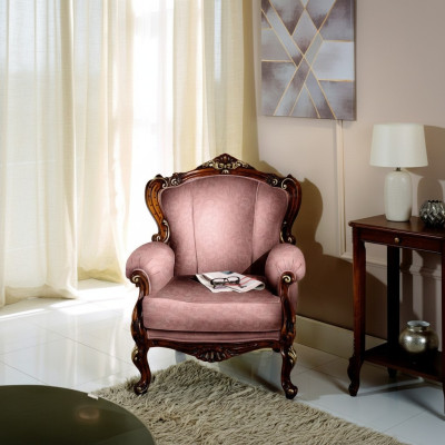 Invia poltrone rosa di lusso in stile barocco di design italiana - nuovi mobili per il salotto in legno.