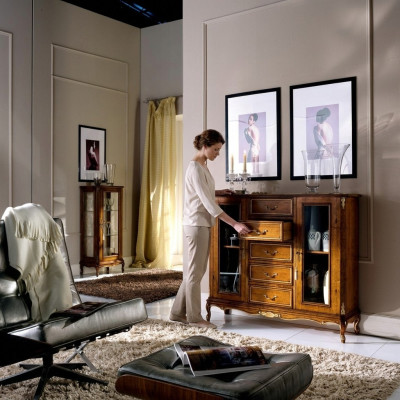 Arredamento Armadio Vetrina in vetro Comò Armadi Stile barocco Mobili in legno