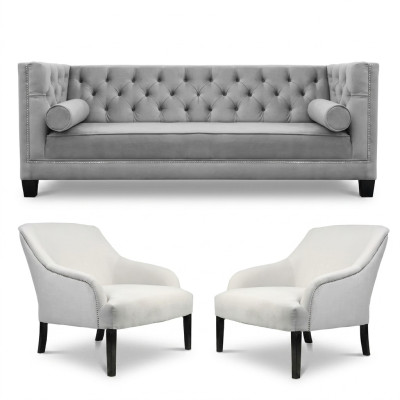 Poltrone Chesterfield grigie XXL bianche, grandi in tessuto... nuovi mobili creativi.