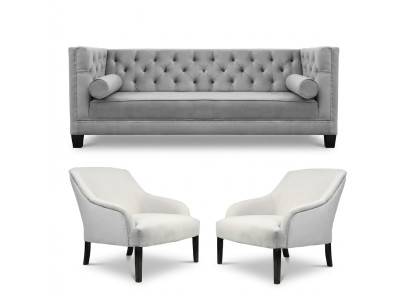 Poltrone Chesterfield grigie XXL bianche, grandi in tessuto... nuovi mobili creativi.