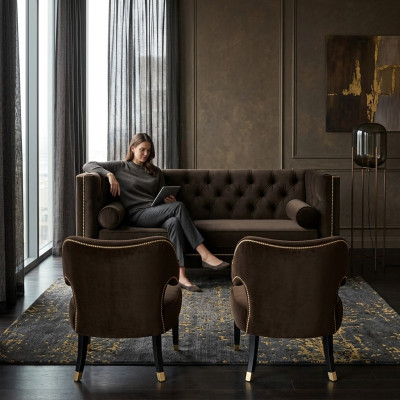 Chesterfield poltrona nera xxl in tessuto divani mobili imbottiti.