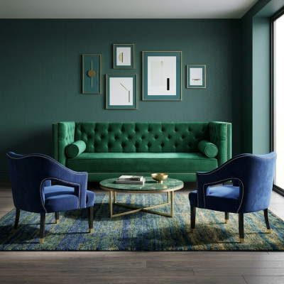 Verde divano 3 pezzi set divani imbottiti Chesterfield set velluto.
