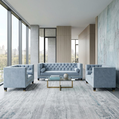 Blu set di divani Chesterfield poltrona mobili creativi tessuto tessuto soggiorno nuovo