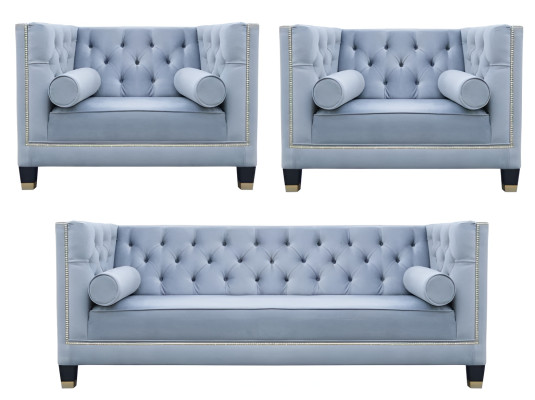 Blu set di divani Chesterfield poltrona mobili creativi tessuto tessuto soggiorno nuovo