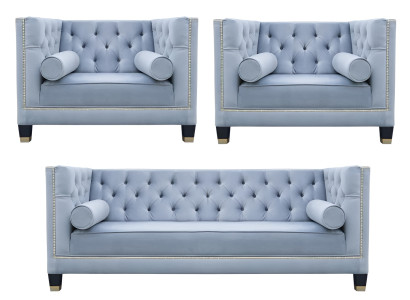 Blu set di divani Chesterfield poltrona mobili creativi tessuto tessuto soggiorno nuovo
