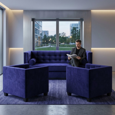 Divano letto Poltrona Mobili creativi Tessuto Blu Gruppo Soggiorno Moderno Sofa
