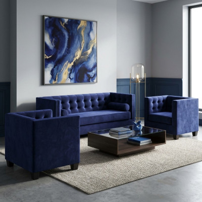 Divano letto Poltrona Mobili creativi Tessuto Blu Gruppo Soggiorno Moderno Sofa