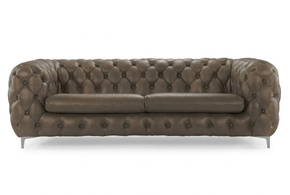 Divano Chesterfield marrone xxl in pelle per il salotto, 4 posti viola giallo verde.