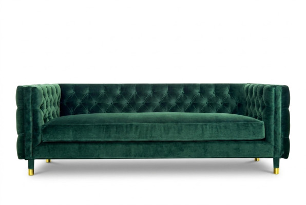 Chesterfield divano a 4 posti design di lusso in tessuto verde.