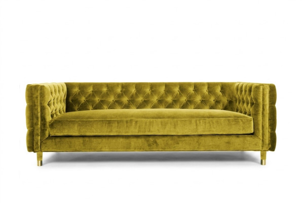 Chesterfield giallo divano 4 posti Design di lusso Tessuto in stoffa Giallo Divani