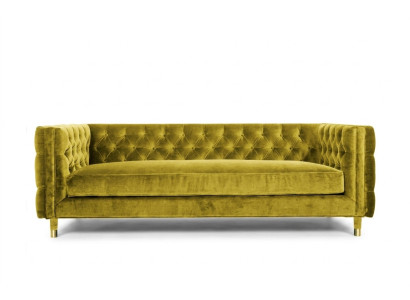 Chesterfield giallo divano 4 posti Design di lusso Tessuto in stoffa Giallo Divani