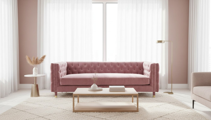Divano Chesterfield rosa Set di mobili creativi 4 posti nuova xxl Grande divani