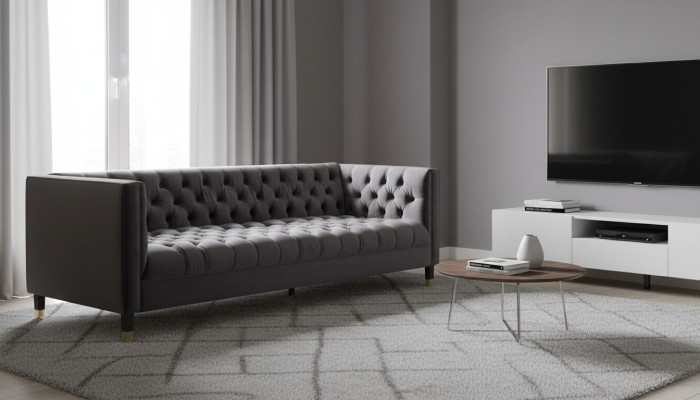 Divano Chesterfield in antracite Creative Möbel Divani a 4 posti Tessuto Couches