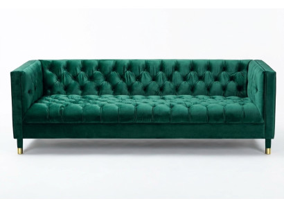 Divano Chesterfield verde a 4 posti in tessuto di lusso
