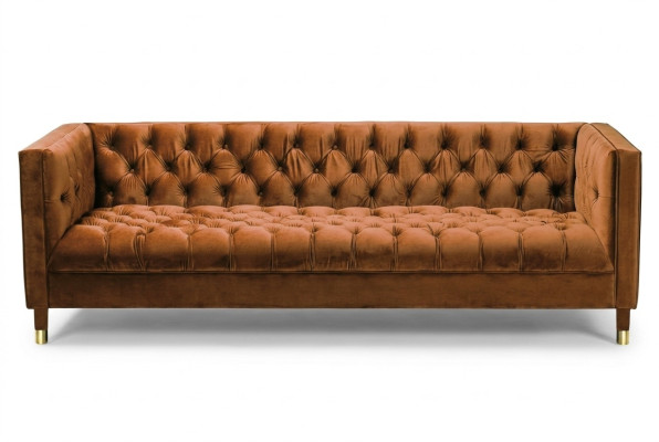 Arancione Divano Chesterfield in Tessuto Tessuto Divani di Lusso a 4 Posti
