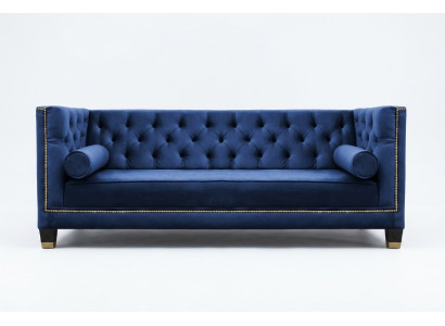 Chesterfield tre posti in tessuto blu design divani soggiorno