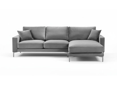 Sofà angolare grigio per salotto xxl Grande Mobili creativi in tessuto testurizzato Chesterfield.
