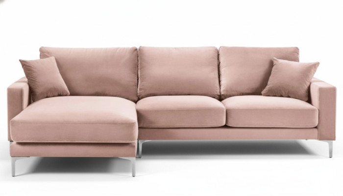 Tessuto in stile Chesterfield, divani creativi in tessuto, divano d'angolo rosa per il salotto, XXL Big.