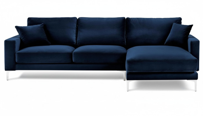 Divano angolare di lusso per il soggiorno con angolo loft, moderno e in velluto.