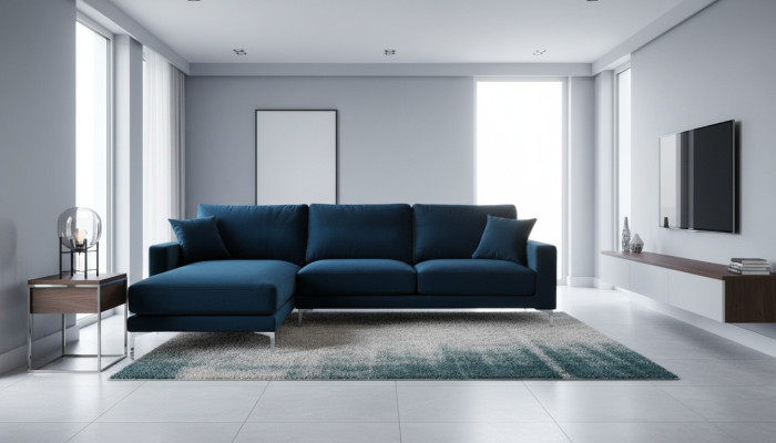 Divani Nuovo Creativo Divano ad Angolo in Tessuto Turchese Design Soggiorno Divani Imbottiti Sofa