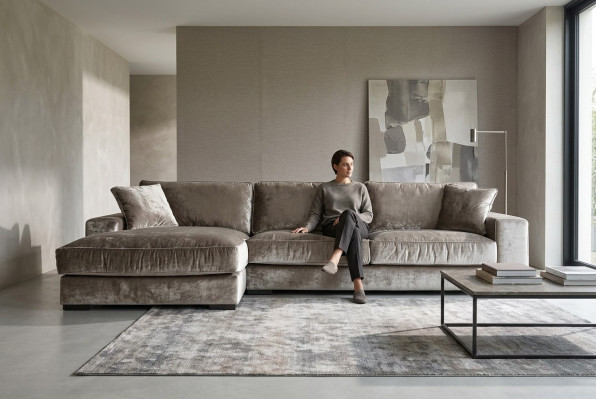 Divano angolare marrone in tessuto design soggiorno divani imbottiti divani italiani.