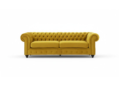 Divano giallo con bottoni Chesterfield - Divano imbottito - Divani - Divani di lusso - Nuovo
