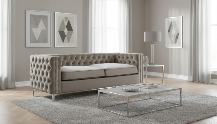 Chesterfield tre posti moderni mobili tessuto velluto soggiorno lussuoso divani