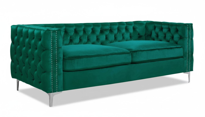 divano Chesterfield verde in lusso velluto set di divani in stile bottoni imbottiti nuovi