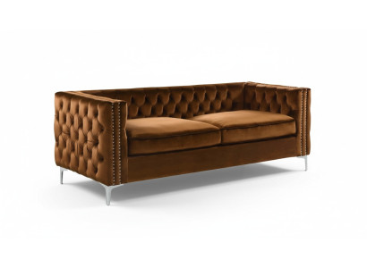 divano Chesterfield arancione in lusso velluto set di divani in stoffa con bottoni cuscini nuovi
