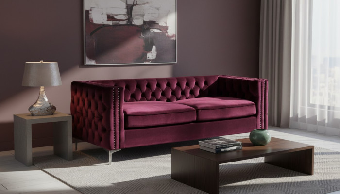 divano chesterfield in velluto di lusso con bottoni imbottiti, set di divani nuovi